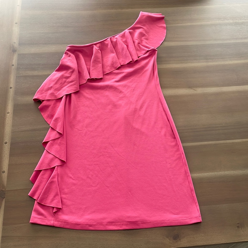 Susana Monaco One Shoulder Flutter Dress
